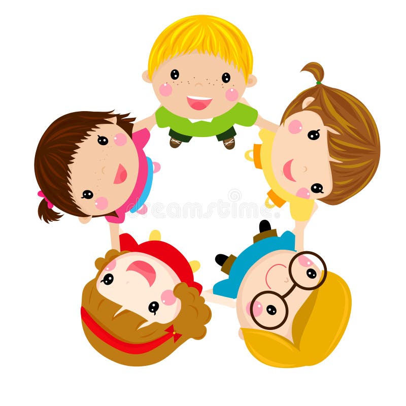 En grupp av vänner som rymmer händer stock illustrationer En grupp av vänner som rymmer händer stock illustrationer