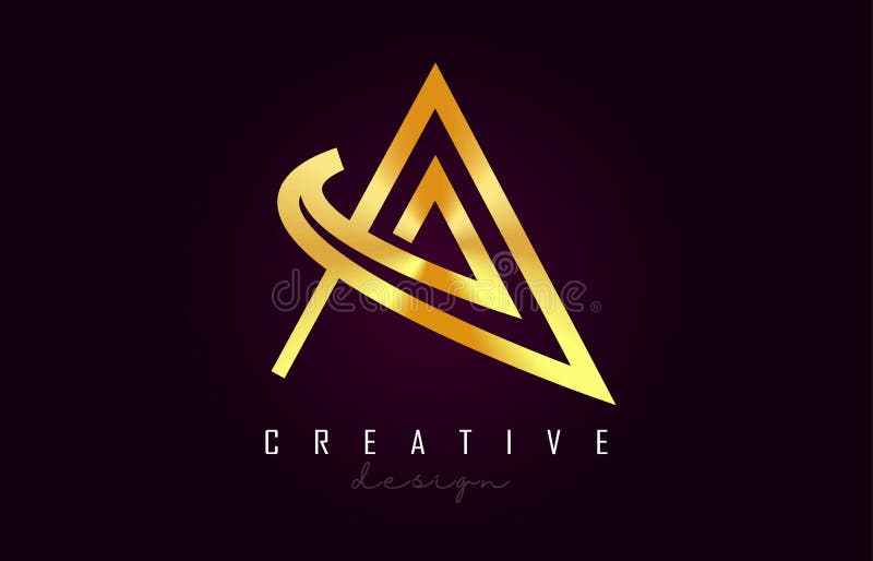 En guld- bokstav Logo Monogram Vector Design Idérik för metallbokstav för A guld- symbol vektor illustrationer