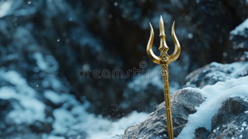 En guldfärgad seger på ett snöberg som symboliserar lord Shiva förövaren royaltyfri illustrationer