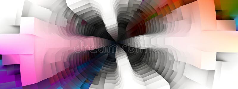 En häpnadsväckande abstrakt kaleidoskopisk tunnel i prismatiska flerdimensionella former. royaltyfri illustrationer