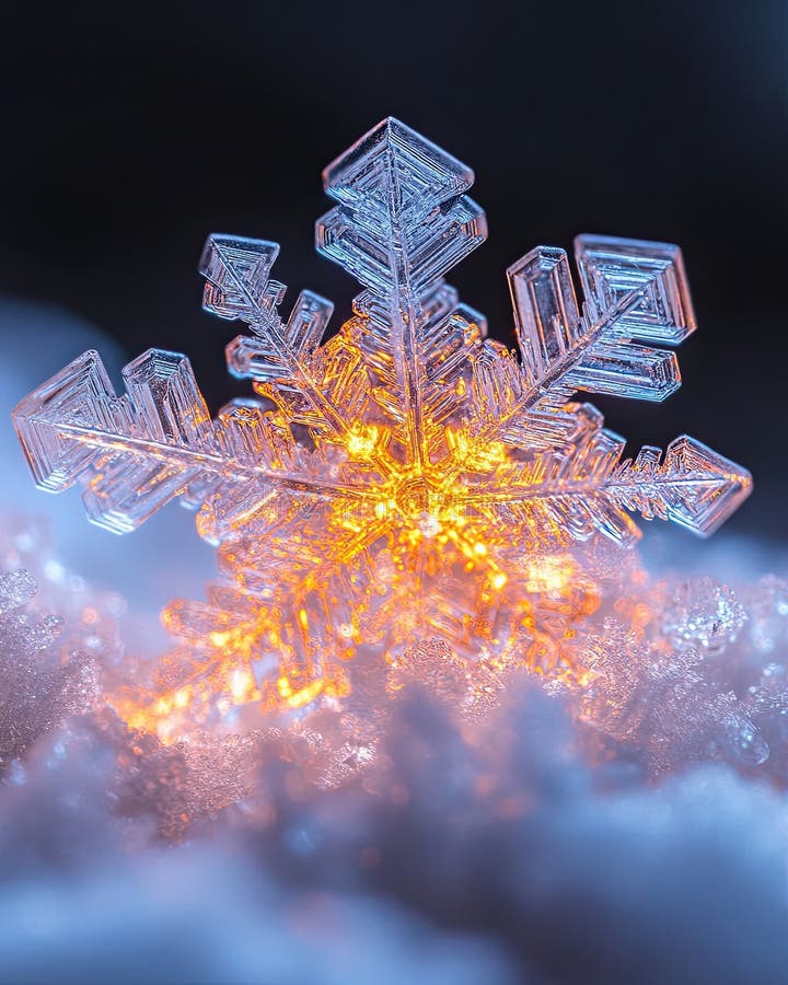 En häpnadsväckande avskärmning av en snöflingningsglimt med varm ljus på en snöbakgrund vektor illustrationer