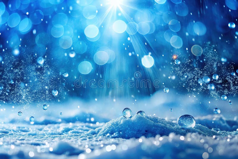En häpnadsväckande vinter Wonderland Sparkling Snowfall Ice Crystals and Water Drots on a Blue Background A Breathtake Cold vektor illustrationer