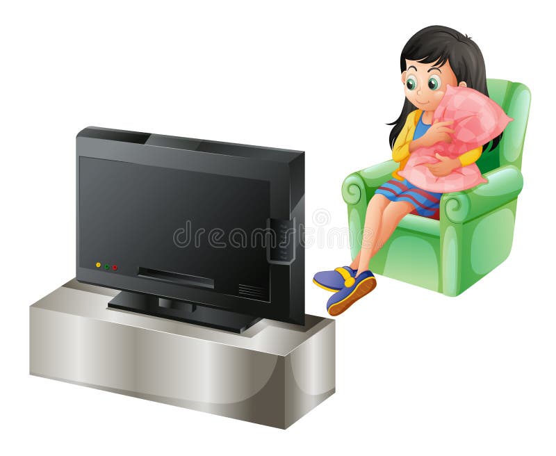 En hållande ögonen på TV för ung flicka vektor illustrationer En hållande ögonen på TV för ung flicka vektor illustrationer