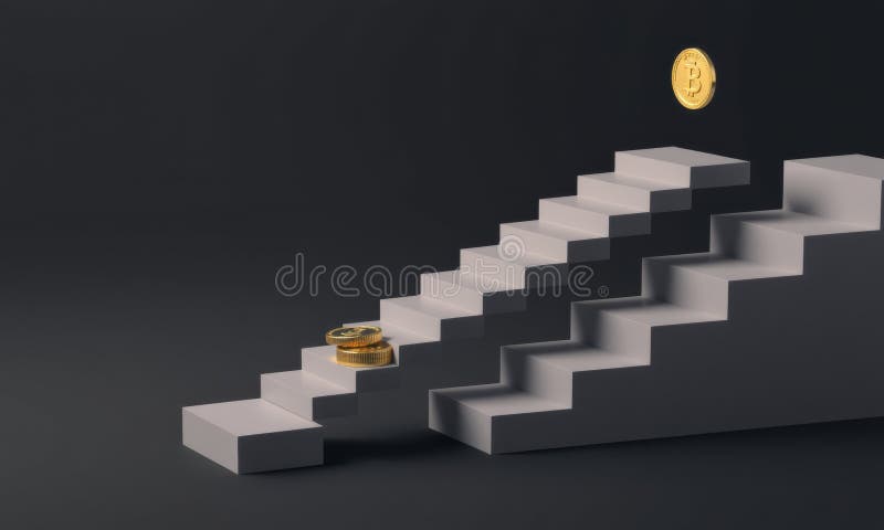 En idéskiss av bilder som består av block med mynt som symboliserar ekonomisk tillväxt och framgång. guldmynt representerar stock illustrationer