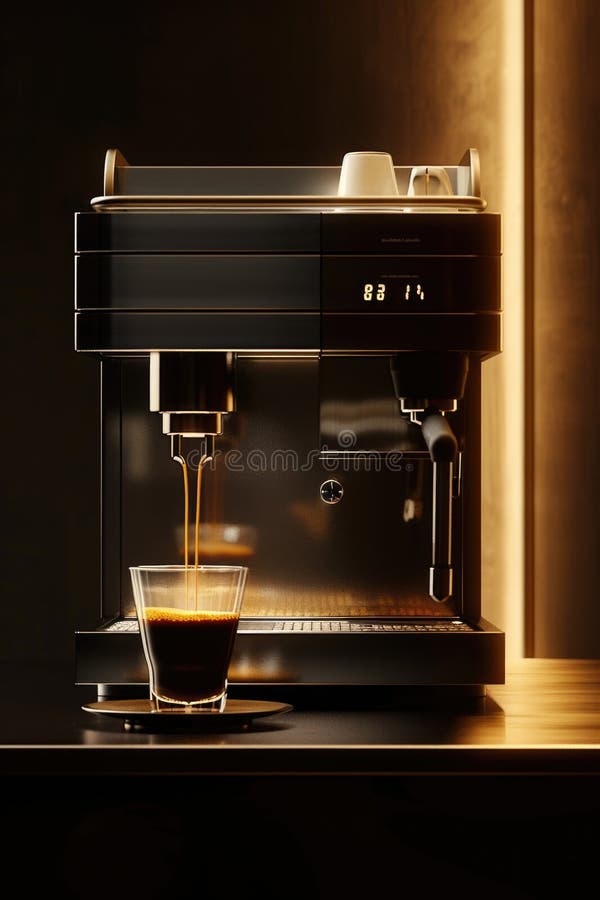 En kopp kaffe hälls i en kaffebryggare. Perfekt för att illustrera processen att göra kaffe eller duscha vektor illustrationer