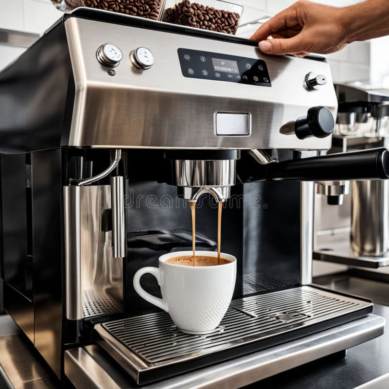 En kopp kaffe som hälls i en kaffebryggare. Perfekt för att illustrera kaffeproduktionen royaltyfri illustrationer
