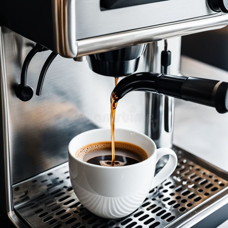 En kopp kaffe som hälls i en kaffebryggare. Perfekt för att illustrera kaffeproduktionen vektor illustrationer