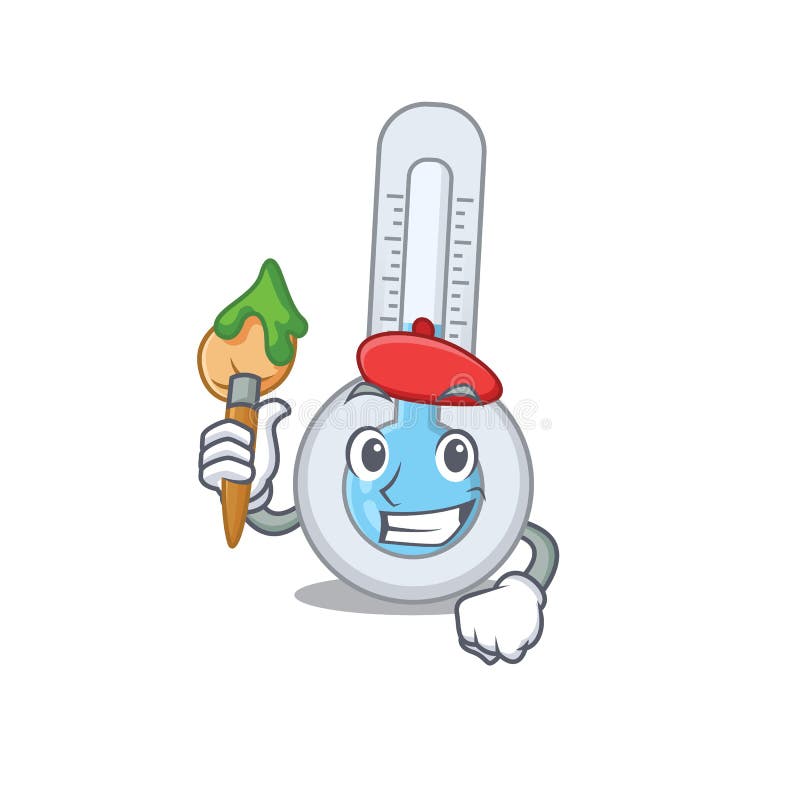 En kreativ, kallare termometer-mascot-designstil med en pensel vektor illustrationer