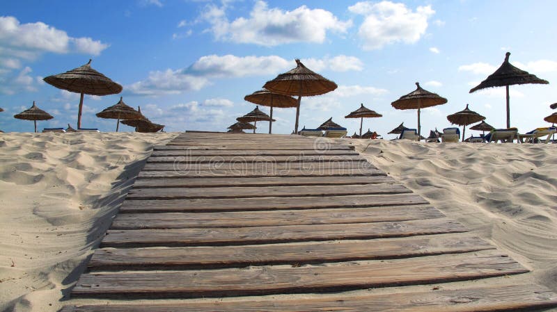 A plank path in a beach resort in Tunesia. A plank path in a beach resort in Tunesia