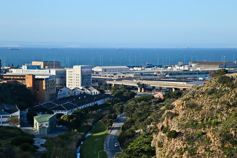 En landskapsbild av Baakens Valley i Port Elizabeth, Sydafrika royaltyfri fotografi