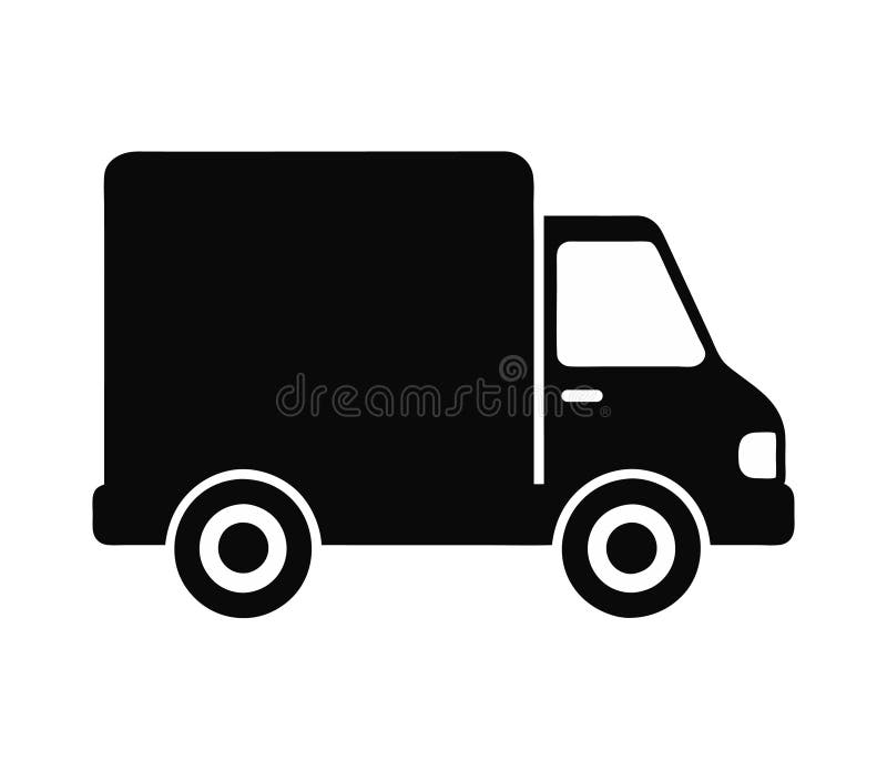 En lastbilsikon är en förenklad bild av en lastbil stock illustrationer
