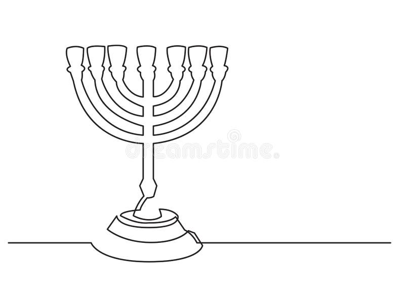 En linje teckning av isolerat vektorobjekt - sju filialmenoror stock illustrationer En linje teckning av isolerat vektorobjekt - sju filialmenoror stock illustrationer