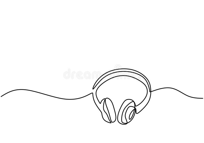 En linjeritning av högtalarenheten gadget, kontinuerlig handritad kontur som är isolerad på vit bakgrund. musik royaltyfri fotografi