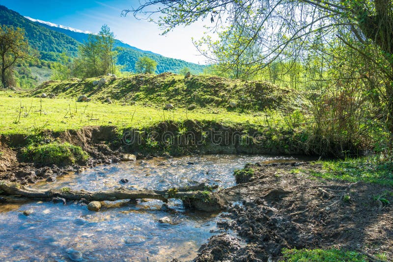 En liten bergflod arkivfoton En liten bergflod arkivfoton