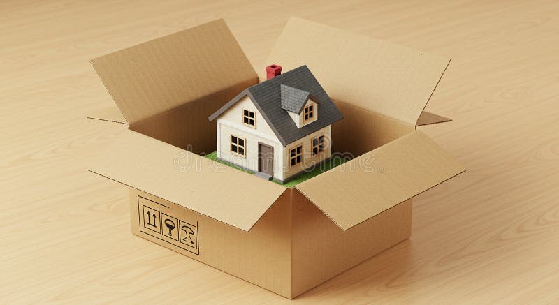 En liten detaljerad modell av ett hus med grå takvita väggar och röd skorpa vektor illustrationer