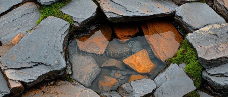 En liten vattenreserv omgiven av berg. royaltyfri fotografi