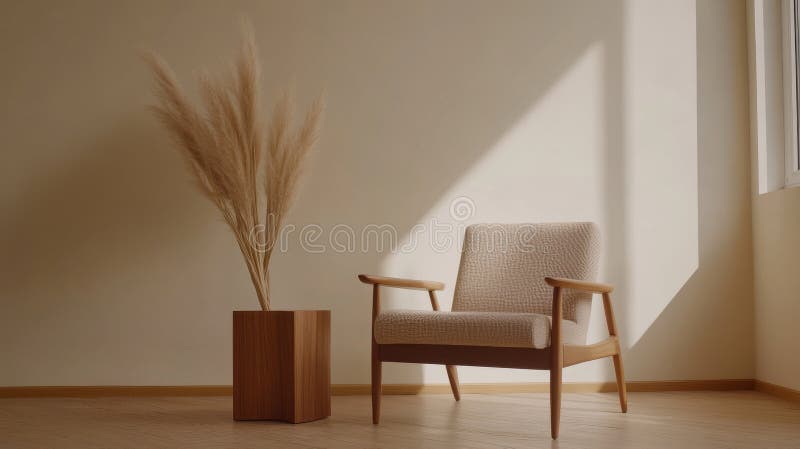 En los interiores modernos, el estilo del hogar global se puede lograr incorporando un minimalista de fusión escandinava-marroquí foto de archivo libre de regalías