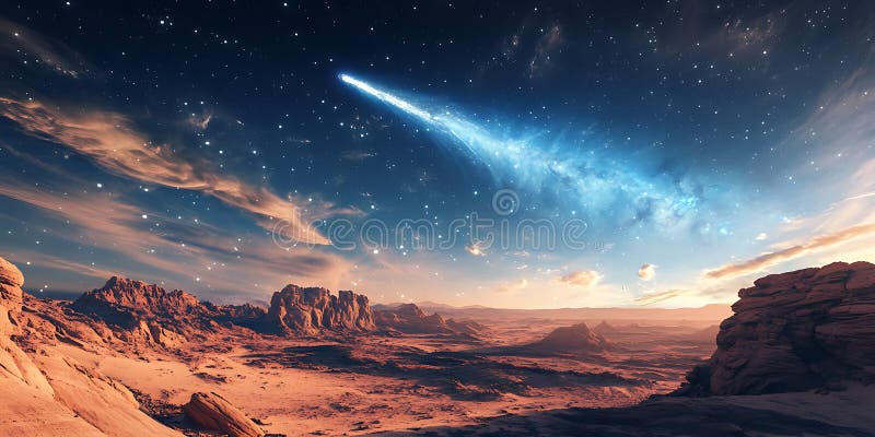 En lowing Caravan Trail som leder genom en Mystical Desert för Fantasy SciFi- eller Atmospheric Projects vektor illustrationer