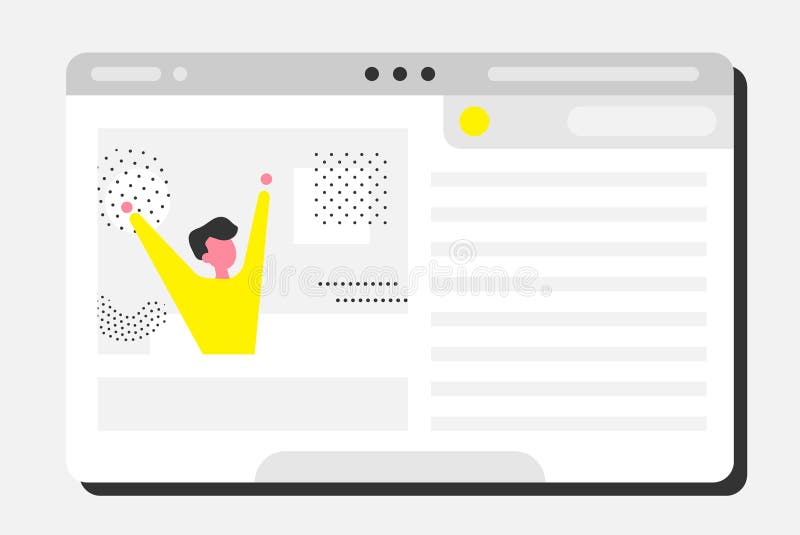 En lycklig man ser ut ur ett datorfönster royaltyfri illustrationer En lycklig man ser ut ur ett datorfönster royaltyfri illustrationer