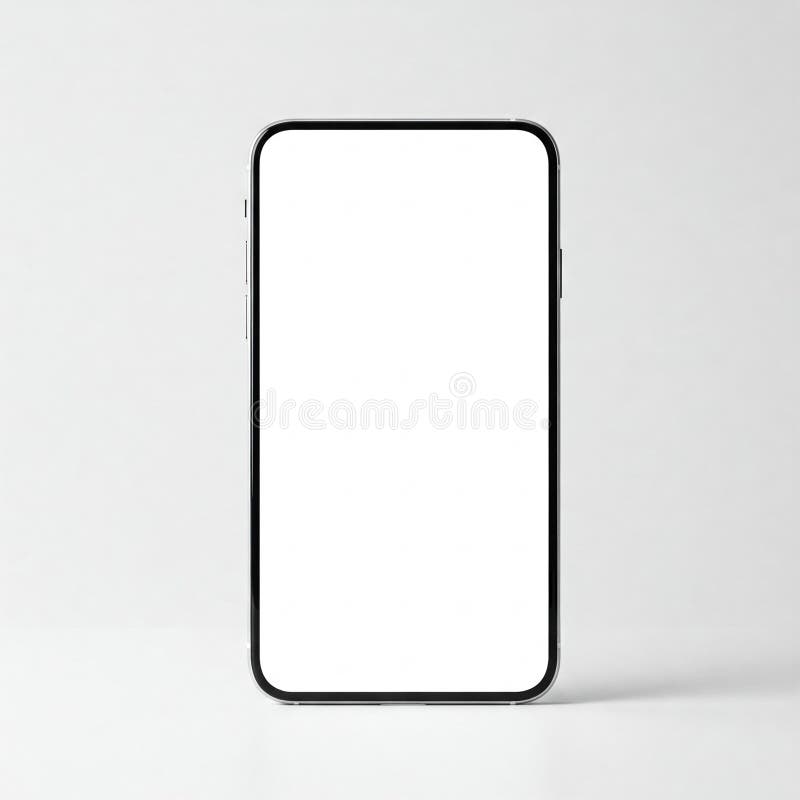 En mockvit smart telefonskärm isolerad på vit stock illustrationer