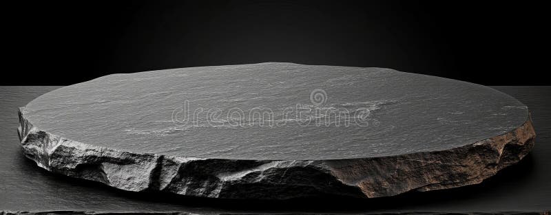 En modern minimalistisk platta vilar på en texturerad pedestal som omger raffinerad kulinär stil arkivbild