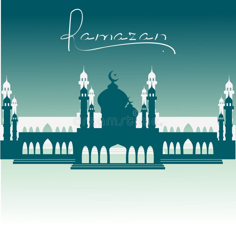 En moské med ett halvmånformig i natt Ramazan vektor illustrationer En moské med ett halvmånformig i natt Ramazan vektor illustrationer