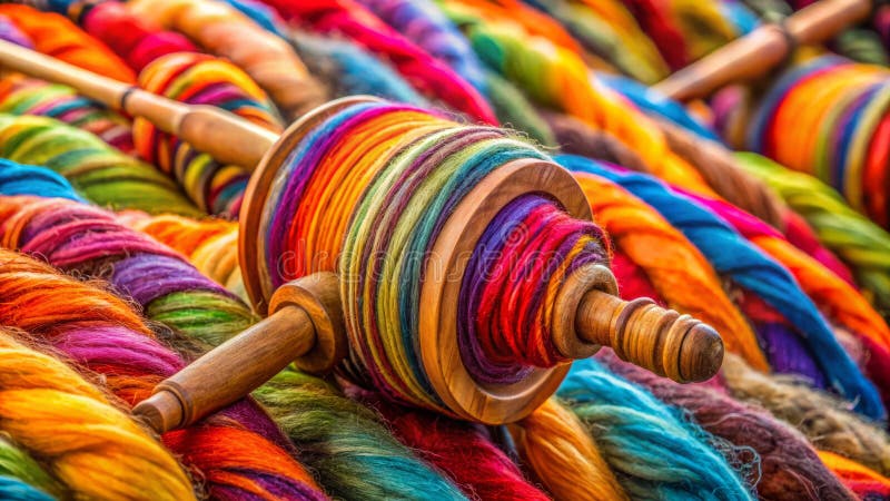 En närmare titt på peruanskt fiberspinning stock illustrationer