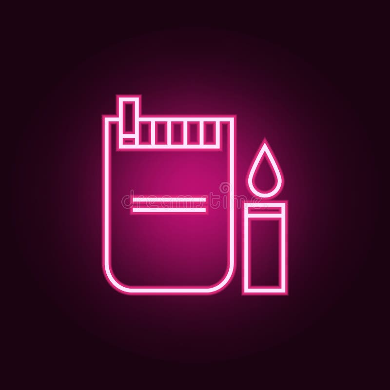 En packe av cigaretter med en cigarett? ndaresymbol Best? ndsdelar av reng? ringsduken i neonstilsymboler Enkel symbol f? r websites royaltyfri illustrationer