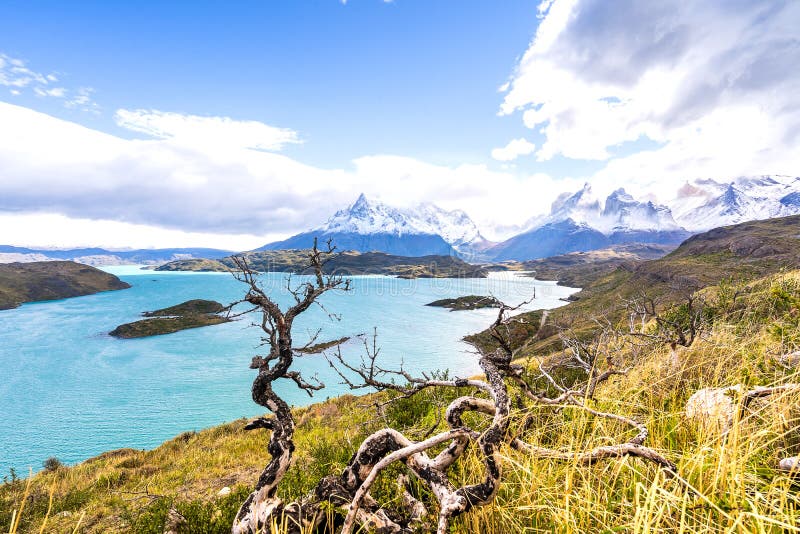 En parc national de Torres del Paine, Patagonia, Chili, Lago del Pehoe images libres de droits En parc national de Torres del Paine, Patagonia, Chili, Lago del Pehoe images libres de droits