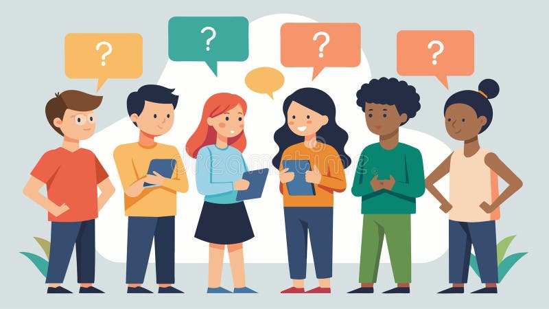 In small groups the teens discuss and debate different interpretations of the purpose of confirmation.. Vector illustration AI generated. In small groups the teens discuss and debate different interpretations of the purpose of confirmation.. Vector illustration AI generated
