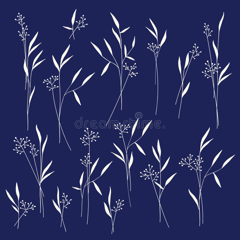 En samling abstrakta växtföremål stock illustrationer