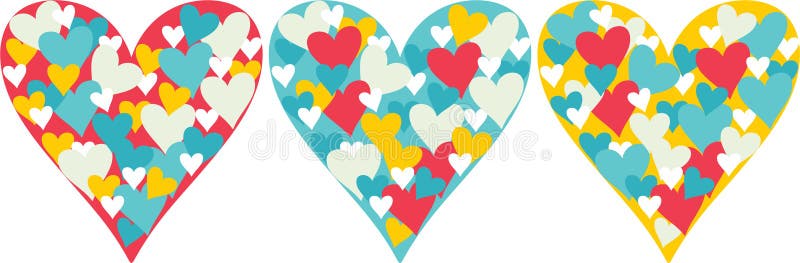 En samling av moderna hjärtor i hjärtavalentin collage royaltyfri illustrationer En samling av moderna hjärtor i hjärtavalentin collage royaltyfri illustrationer