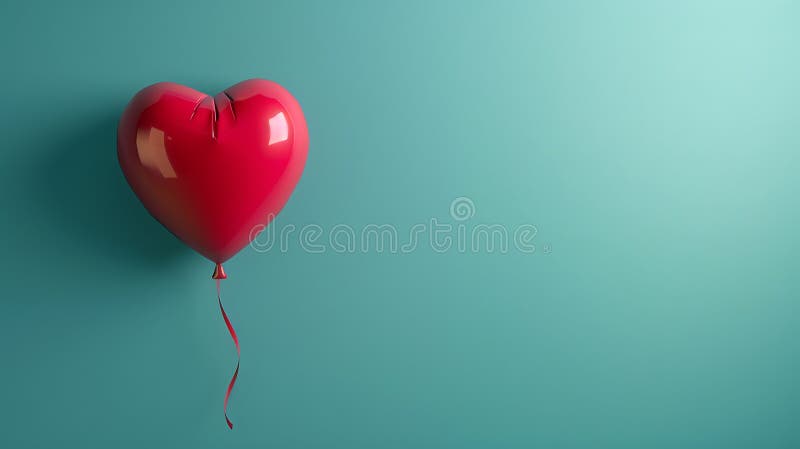 En skarp, hjärtformad ballong som flyter mot en solid bakgrund royaltyfri illustrationer