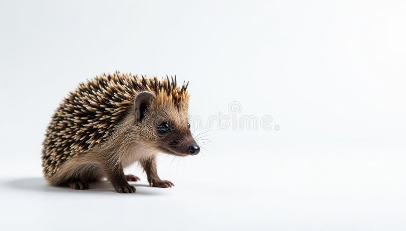 En solitär hedgehog på naken vit som visar smala detaljer, enkel, adjektiv textur royaltyfri illustrationer