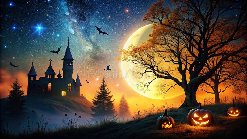 En Spooky Silhouette Halloween-bakgrund som inspirerats av Jack Skellington Perfect-världen för vektor illustrationer