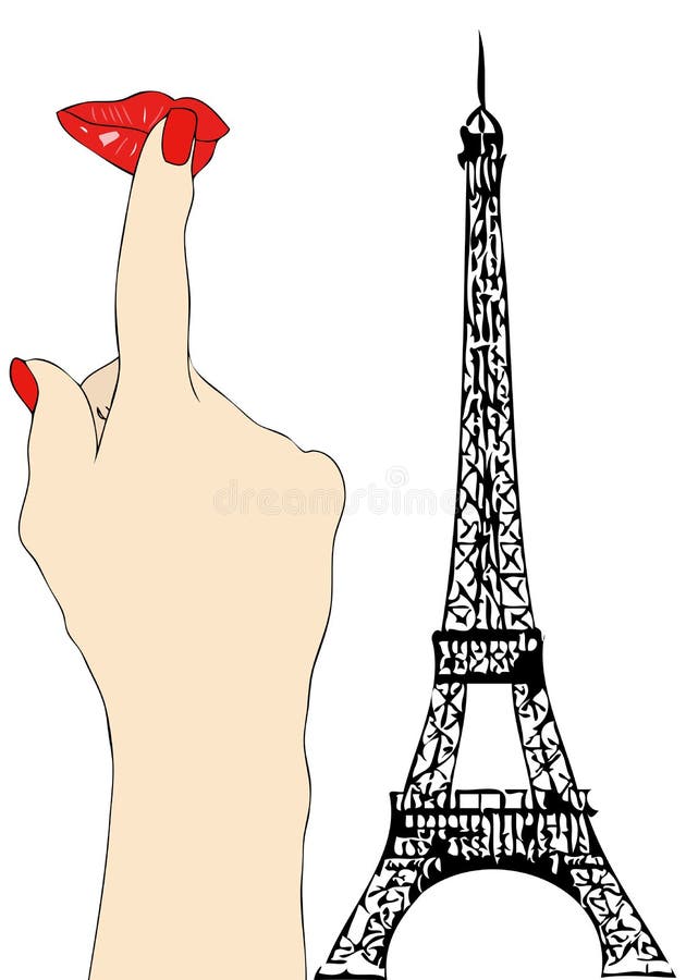 En stor kyss från Paris vektor illustrationer En stor kyss från Paris vektor illustrationer