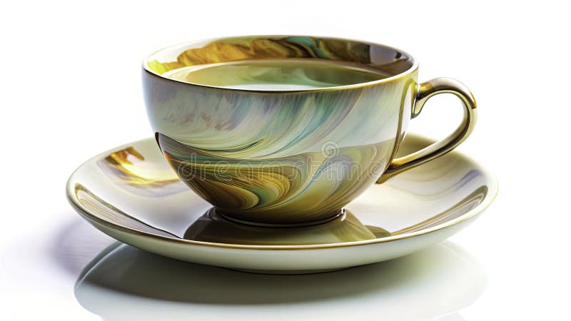 En surrealist Exploration of an Empty Cup and Saucer A Dreamlike still Life som fångats i en häpnadsväckande isolerad vektor illustrationer