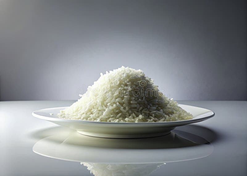 En Surrealist Feast Floating Grains of White Rice i en Dreamlike Life A High Quality Culinary Art Piece royaltyfri illustrationer