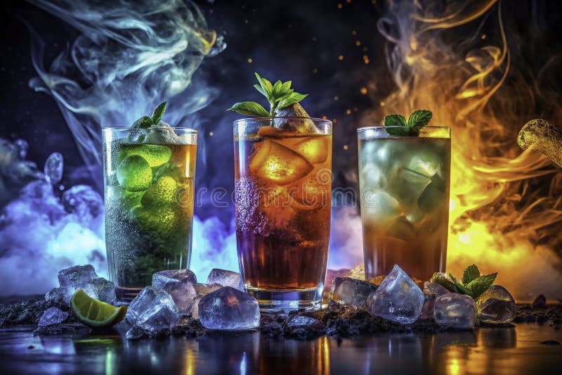 En surrealistisk sommarsymfoni Etheral Ice dricker i ett drömliknande stillastående liv och fångar väskan vektor illustrationer