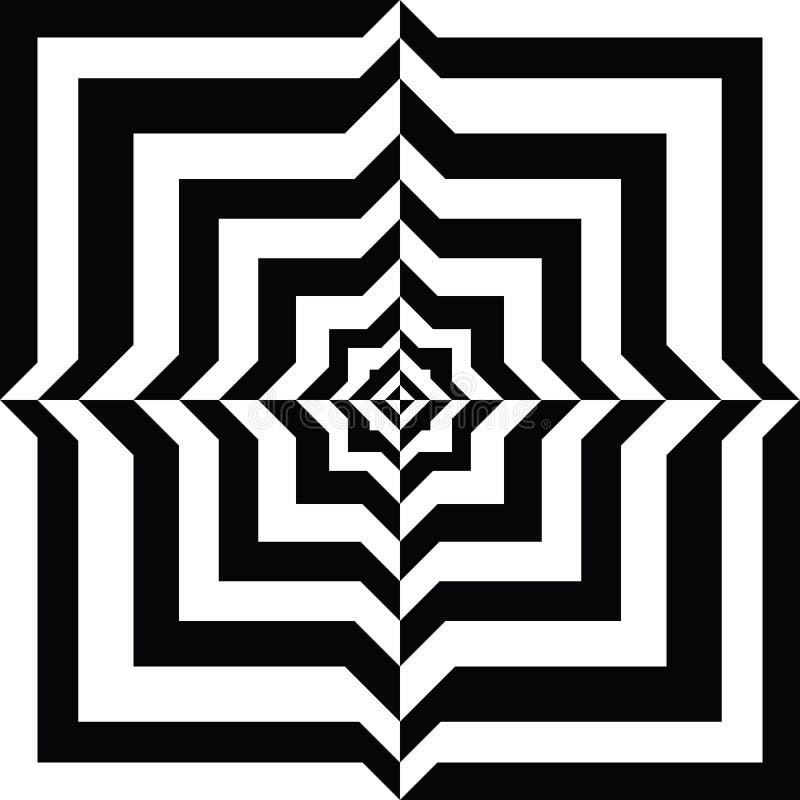 En svartvit lättnadstunnel optisk illusion stock illustrationer