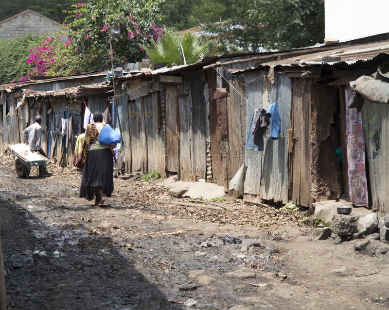 En syn i det massiva kiberasslet i nairobi kenya royaltyfria bilder