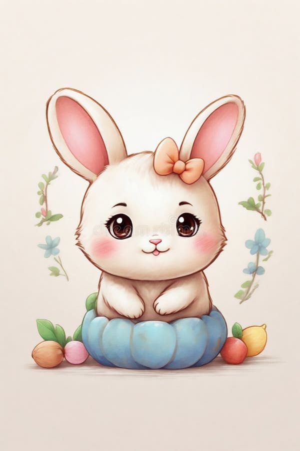 En søt liten kanin kawaii royalty-free illustrasjon