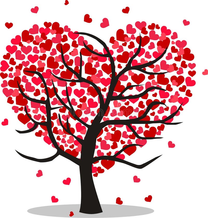 En tree full av hjärtor stock illustrationer En tree full av hjärtor stock illustrationer