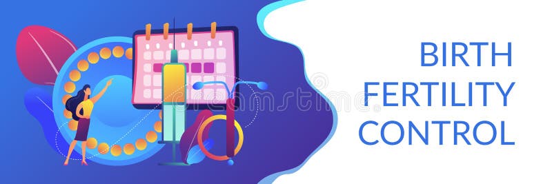 En-tête femelle de bannière de concept de contraceptifs illustration stock En-tête femelle de bannière de concept de contraceptifs illustration stock