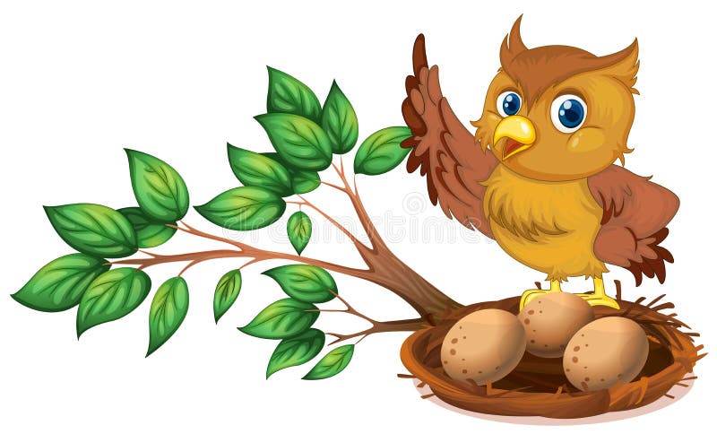 En uggla som håller ögonen på äggen royaltyfri illustrationer En uggla som håller ögonen på äggen royaltyfri illustrationer