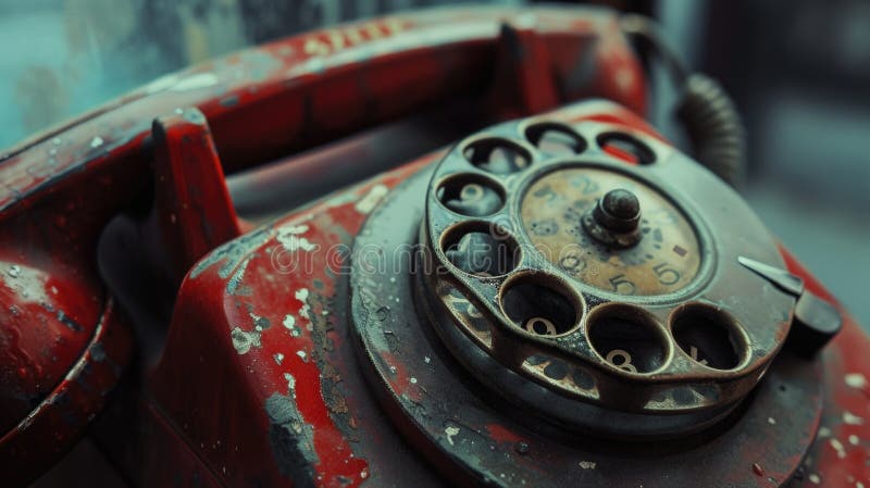 En uppdaterad vy över en gammaldags telefon. Perfekt för nostalgisk design eller kommunikationsprojekt arkivfoton