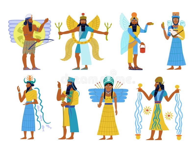 En uppsättning av forntida Babylonian gudar