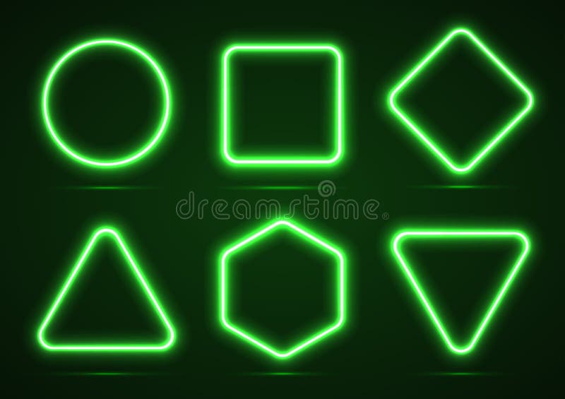 Collection of geometric shapes. Neon line. The shape is square, round, triangular, quadrangular and hexagonal. Vector illustration. Collection of geometric shapes. Neon line. The shape is square, round, triangular, quadrangular and hexagonal. Vector illustration