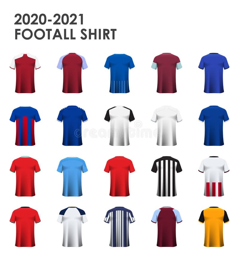 En uppsättning fotbolls-EM eller en fotbollsturismupplagsmall design för engelska fotbollsklubben Fotbollskjorta eller sportunifo