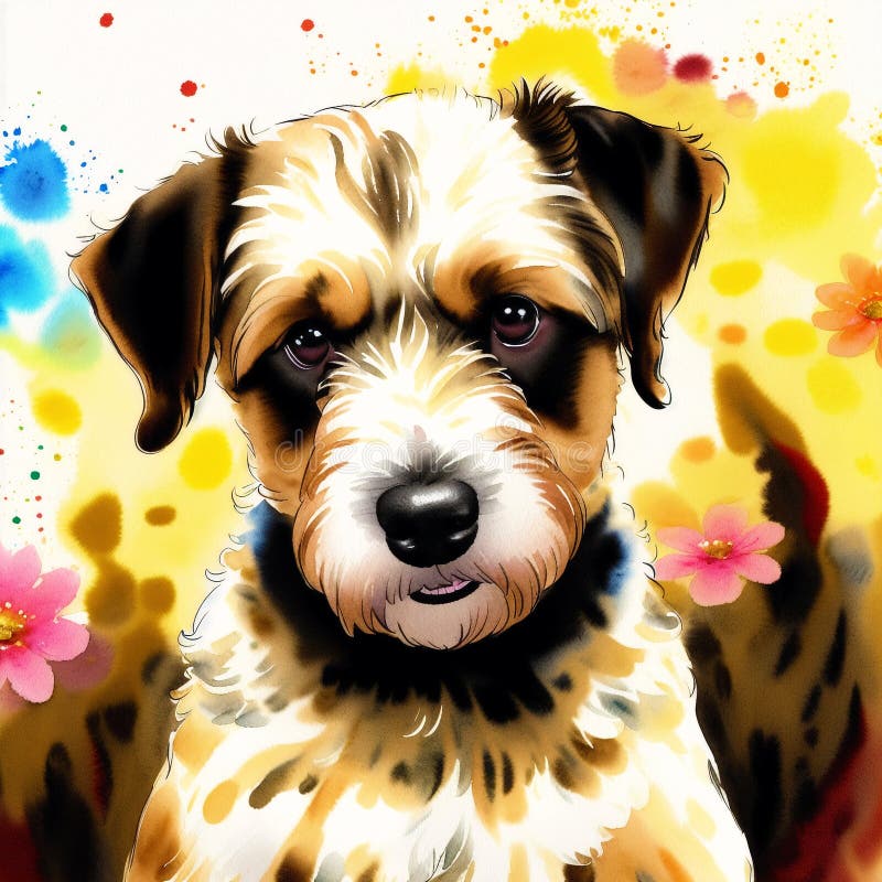 En vacker, airedale, skräckhund. vattenfärgmålning. dynamisk elegans. generativ ai vektor illustrationer